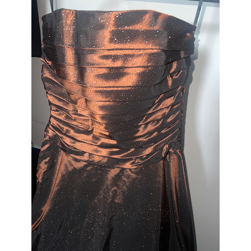076 Scott McClintock Strapless Brown Sparkle Gown Size 8 – Vintage Evening Dress - Picture 2 of 10